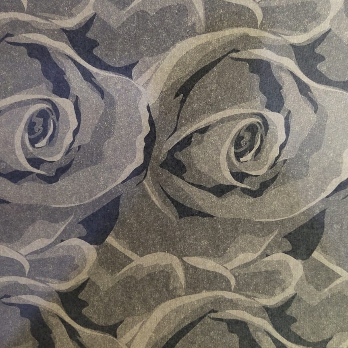 7203 Black Floral Print 50cmx25m Kraft Paper - 1 Roll 