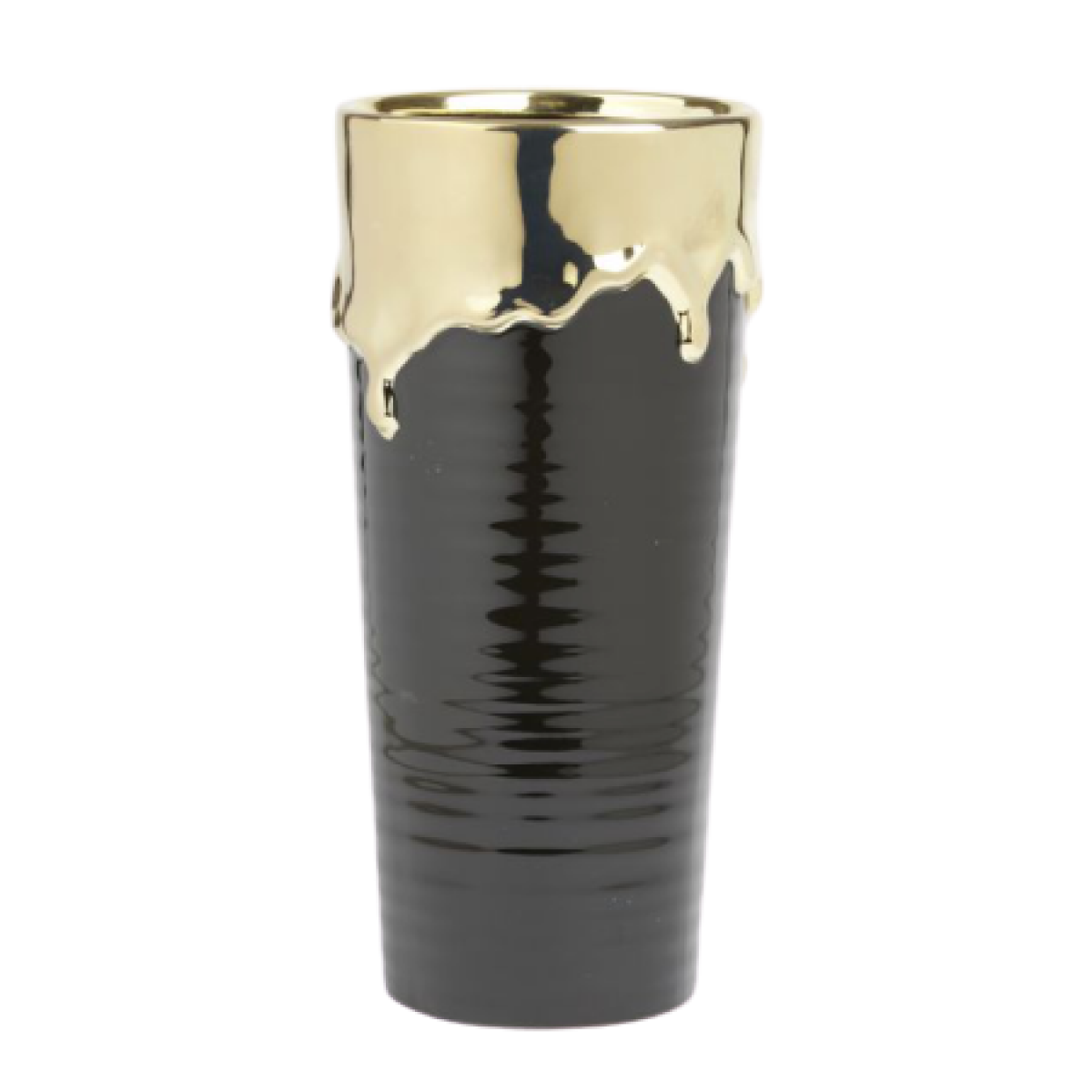 5802 Abajo Black & Gold 14x30cm Ceramic Vase - 1 No