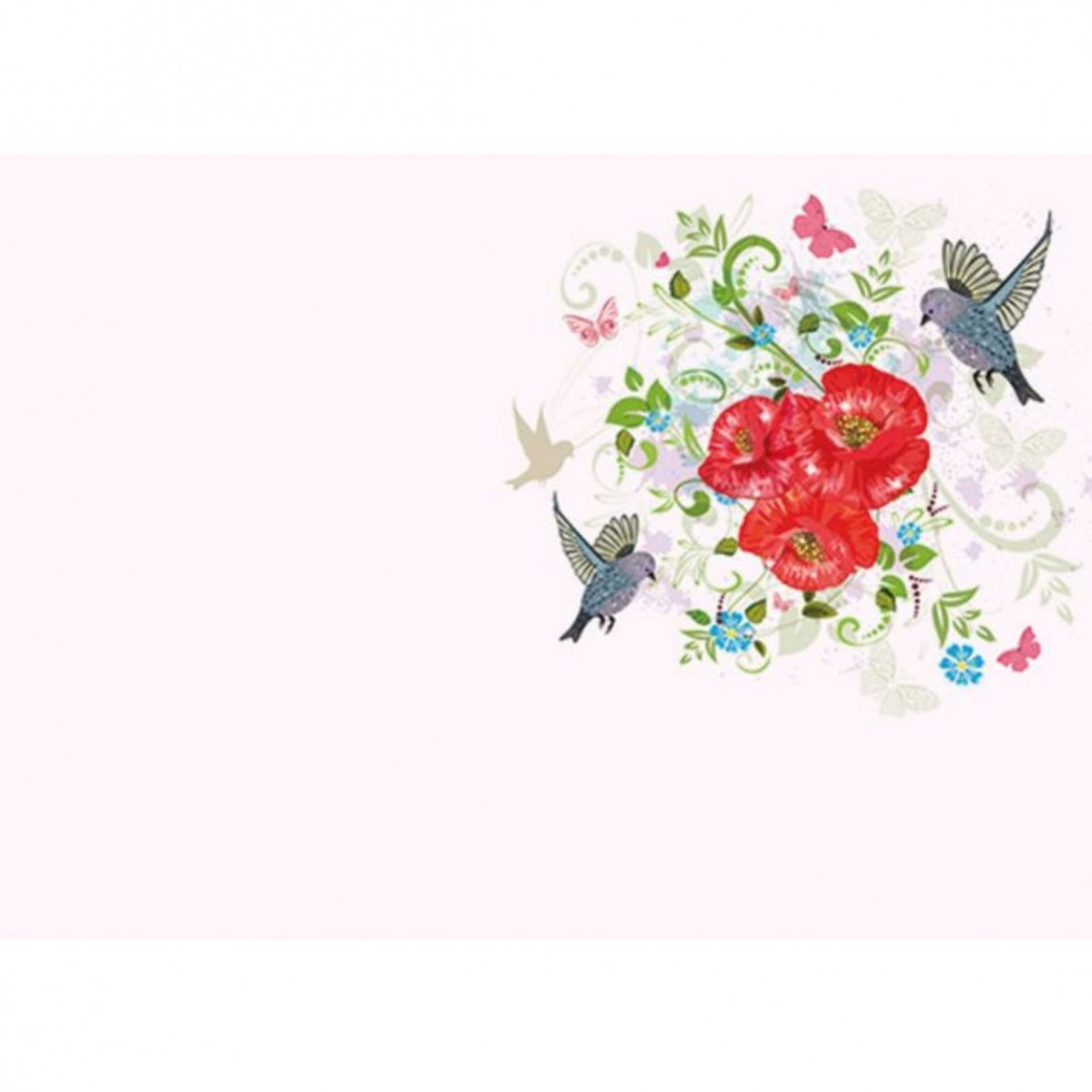 4510 Vintage Poppies Bird Butterfly Mix 9x6cm 50x1 Cards