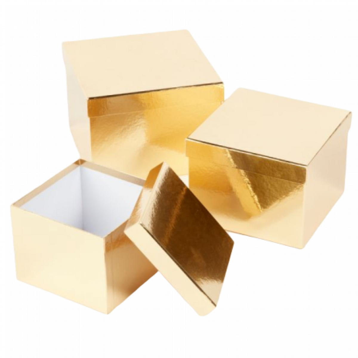 5024 Metallic Gold (12 Sets) Square Paper Gift Box Lined