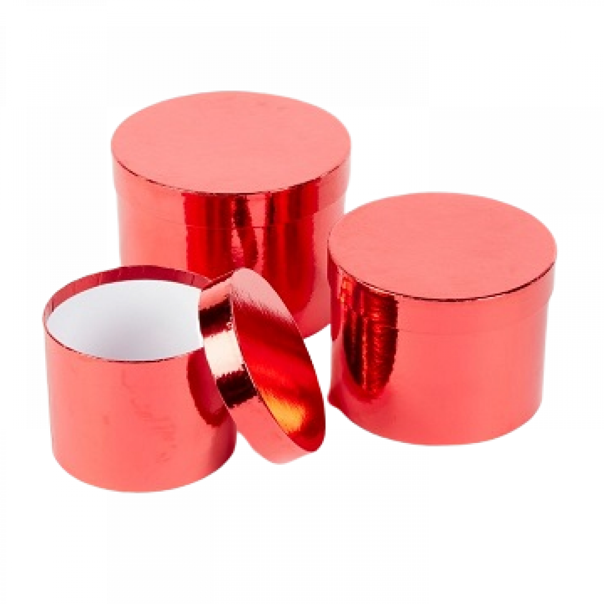 5023 Metallic Red (12 Sets) Round Paper Gift Box Lined