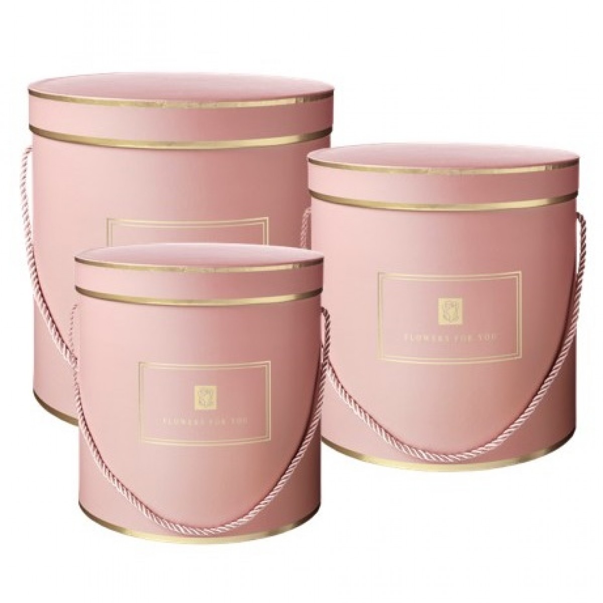 5030 Hamilton Cylinder Round Paper Box Lined Pink/Gold  - Set of 3