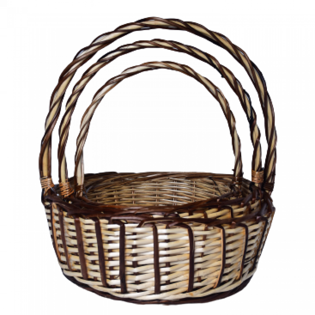 5512 Somerset Oval Two Tone Willow Basket with Handle (Set of 3)