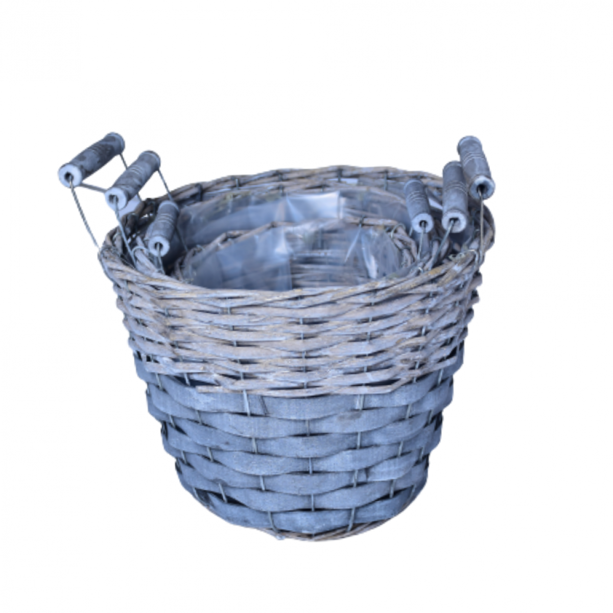 5514 Boston Bin Grey Willow Basket with Handle (Set of 3)
