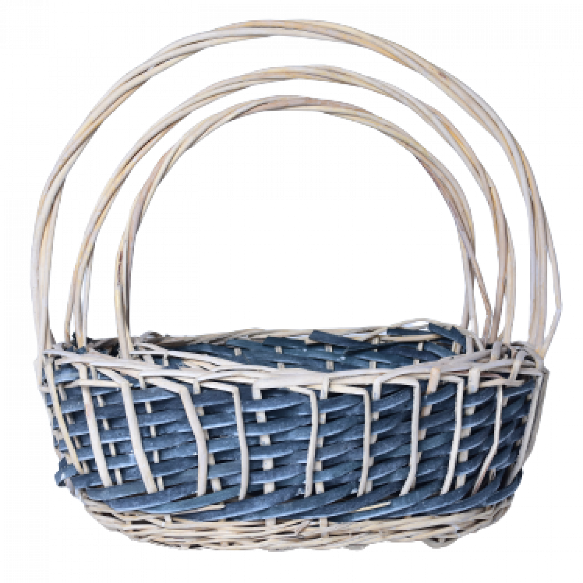 5517 London Oval Nest Graphite Black Willow Basket with Handle (Set of 3)