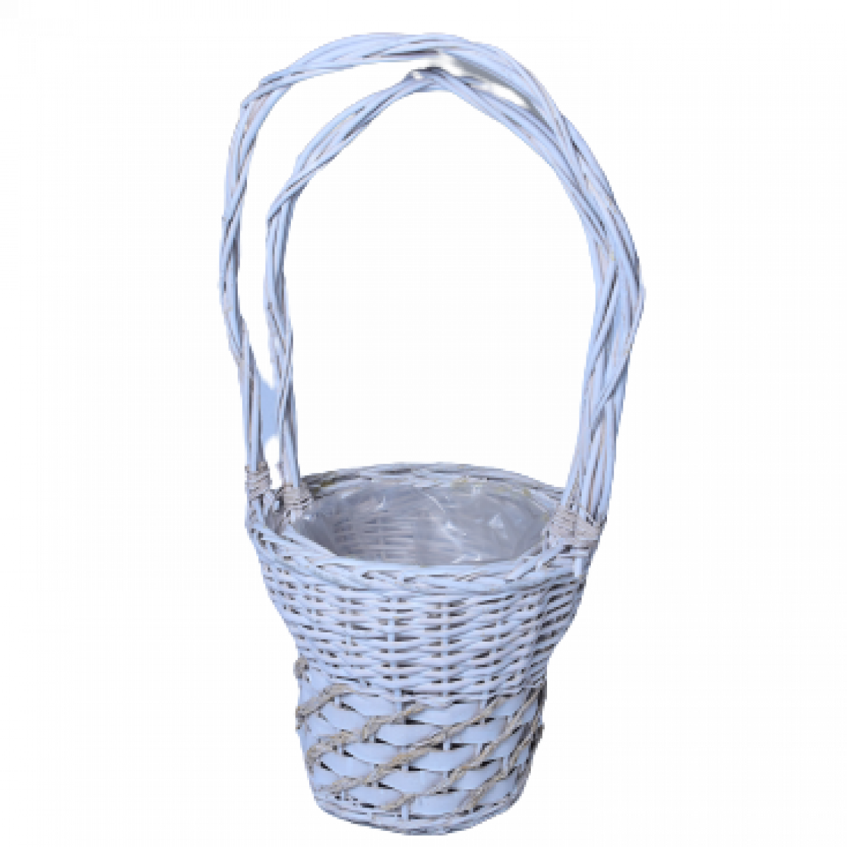 5506 Casablanca Tall  White Willow Basket with Tall Handle (Set of 2)