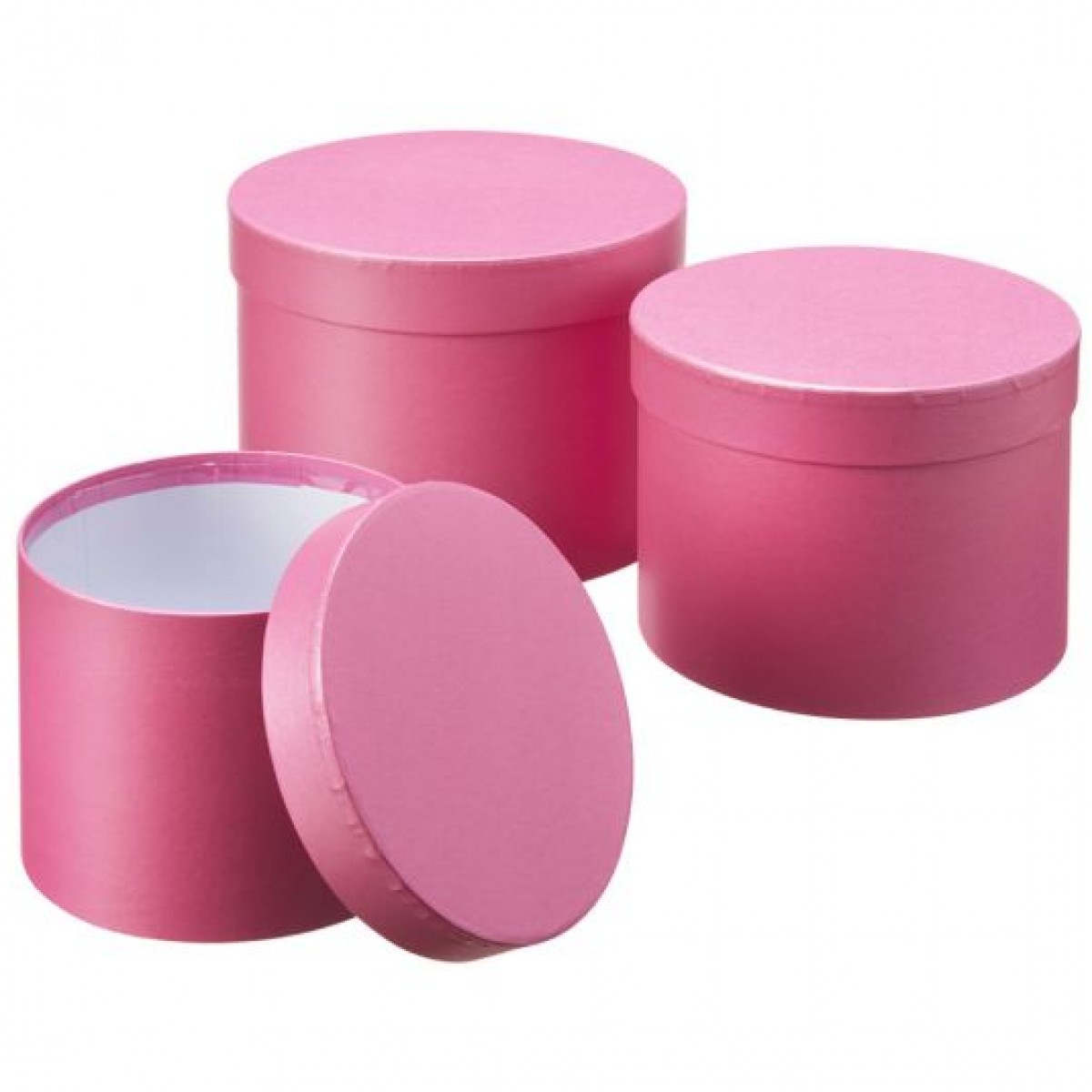 5058 Hot Pink Macaroon Collection Round Lined Paper Gift Box 3x1