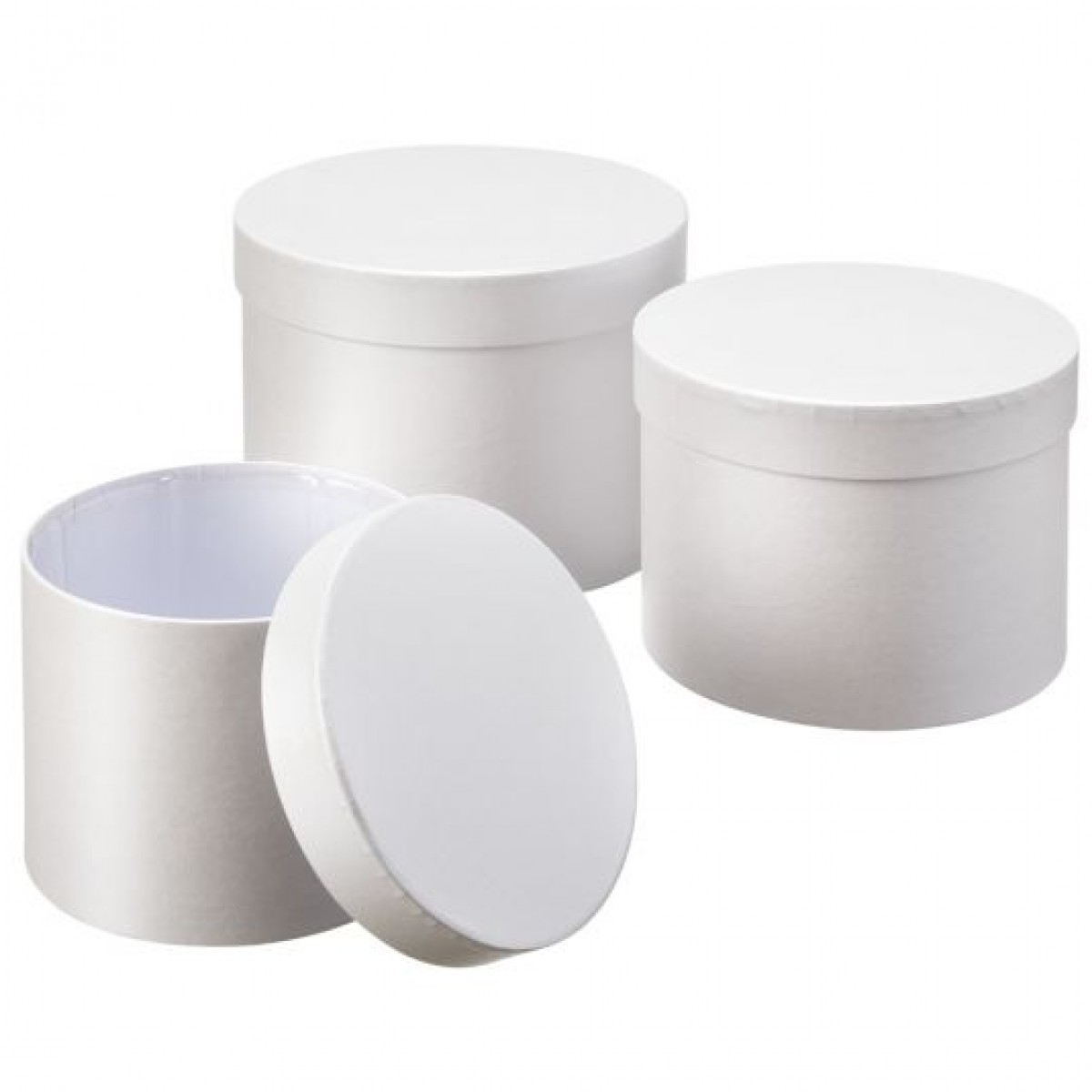 5056 Pearl White Macaroon Collection Round Lined Paper Gift Box 3x1