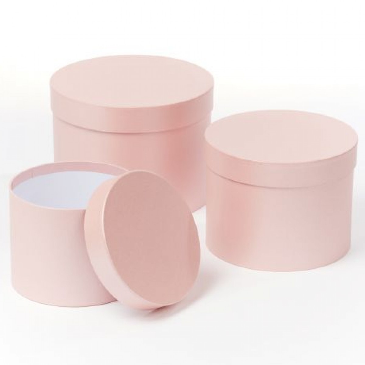 5055 Pale Pink Macaroon Collection Round Lined Paper Gift Box 3x1
