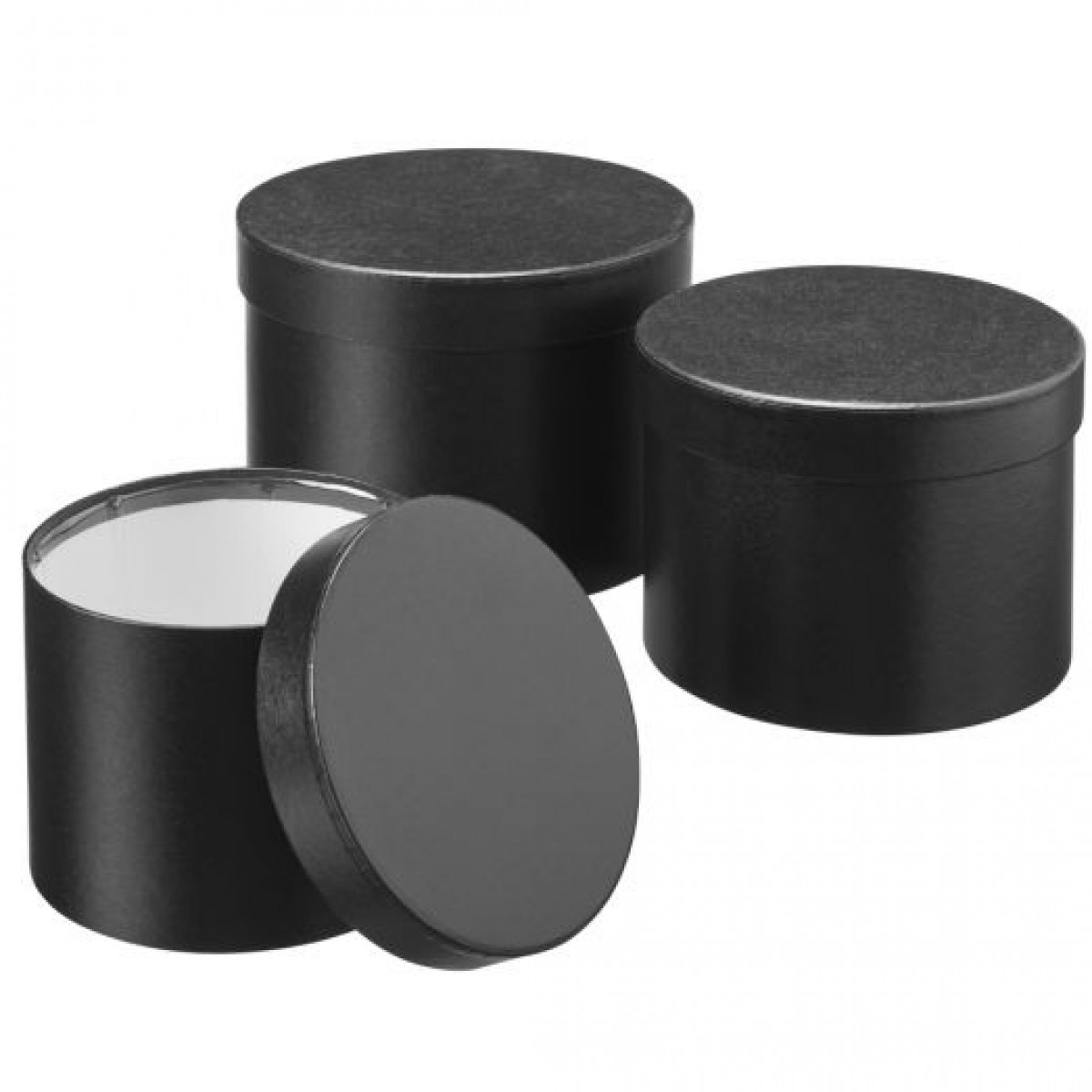 5054 Midnight Black Macaroon Collection Round Lined Paper Gift Box 3x1