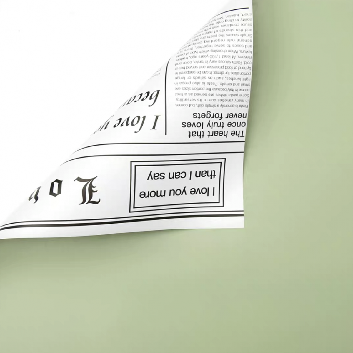 7093 Green Plain & News Paper Print DS Pearl Film 58cmx58cm Sheet (20 Sheets)