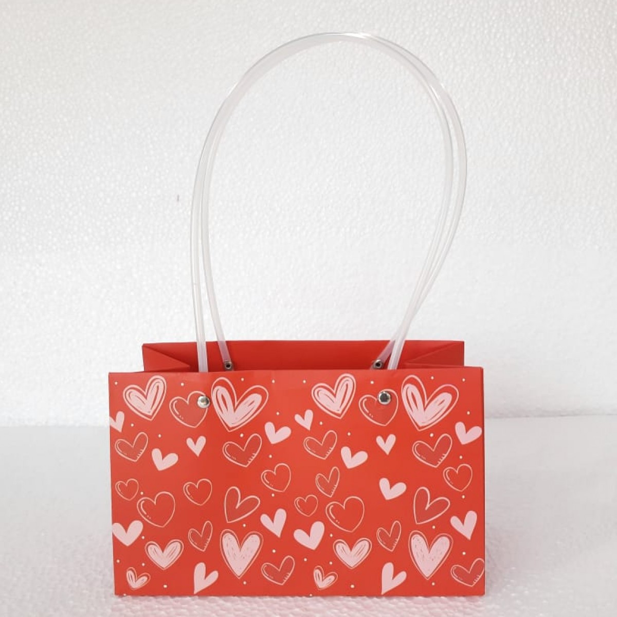 5050 Red Heart Print Paper Flower Bag (10 Nos)