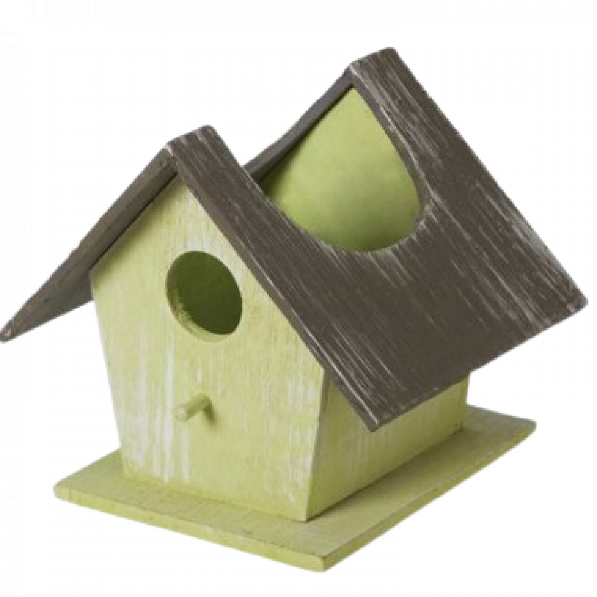 5309 Wooden Bird House Green & Brown