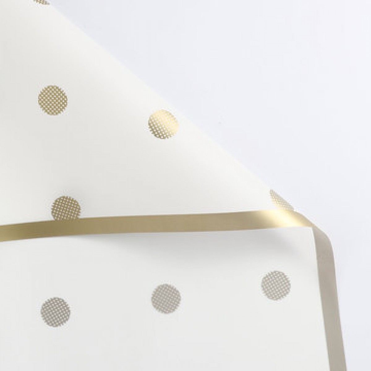 7622 White & Gold Polka Dot with Border Film 58cmx58cm Sheet (20 Sheets) 