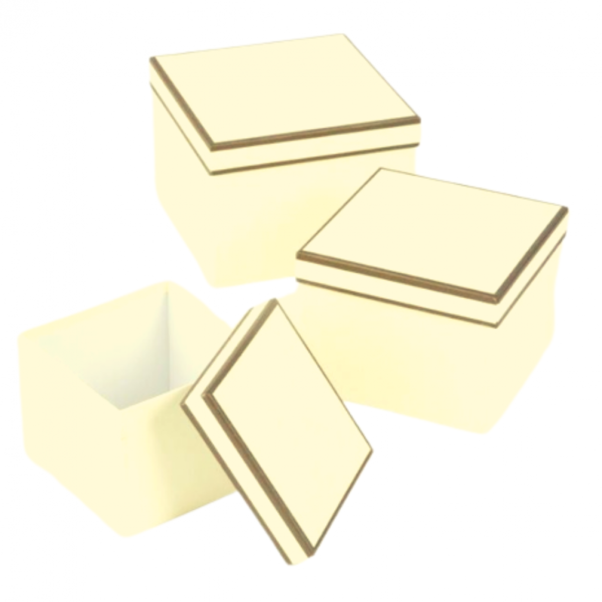 5053 Yellow/Black Square Paper Gift Box Lined - Set Of 3