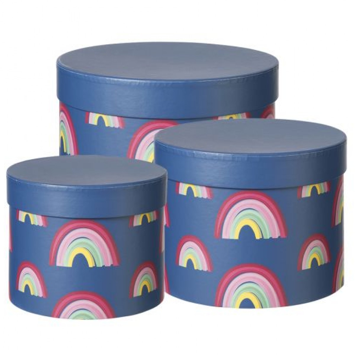 5074 Rainbow Blue Round Lined Paper Gift Box 3x1