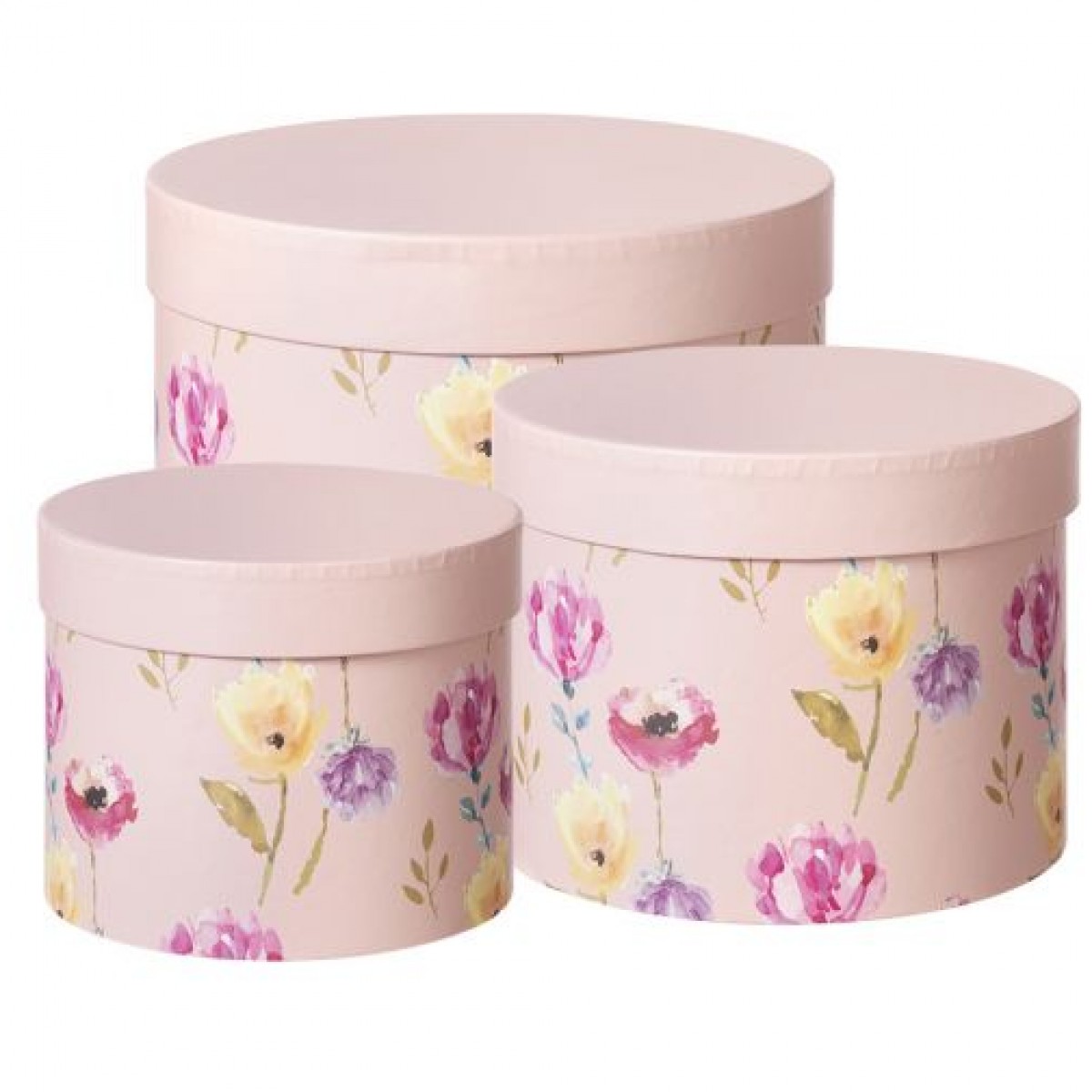 5068 Flora Pink Round Lined Paper Gift Box 3x1