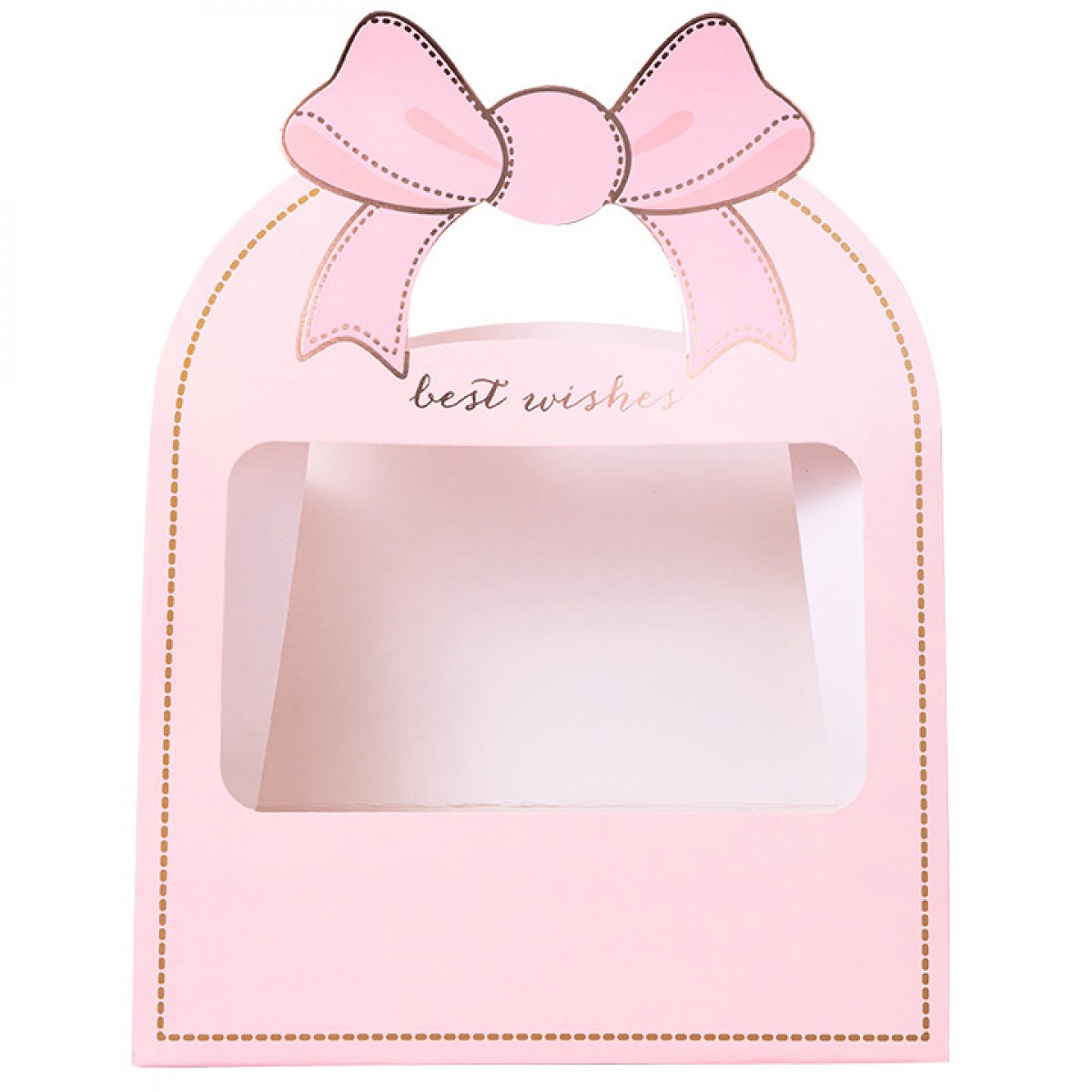 5070 Square with Bow Pink Paper Flower Bag  10x1
