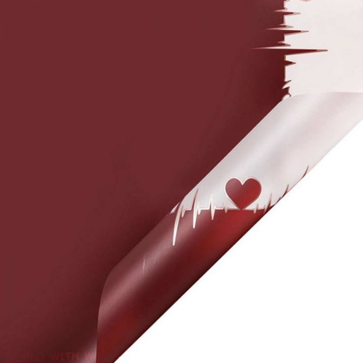 7664 Burgundy Heart Border Print 58x58cm (20 Sheets)