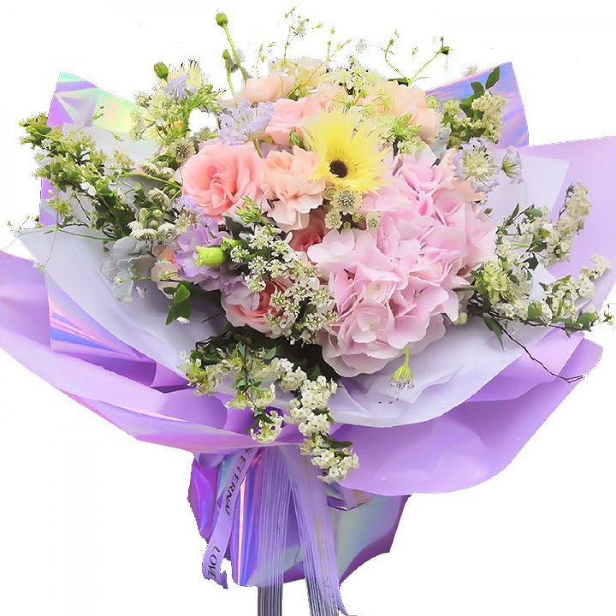 7683 Purple Holographic Print 58x58cm (20 Sheets) Double Sided