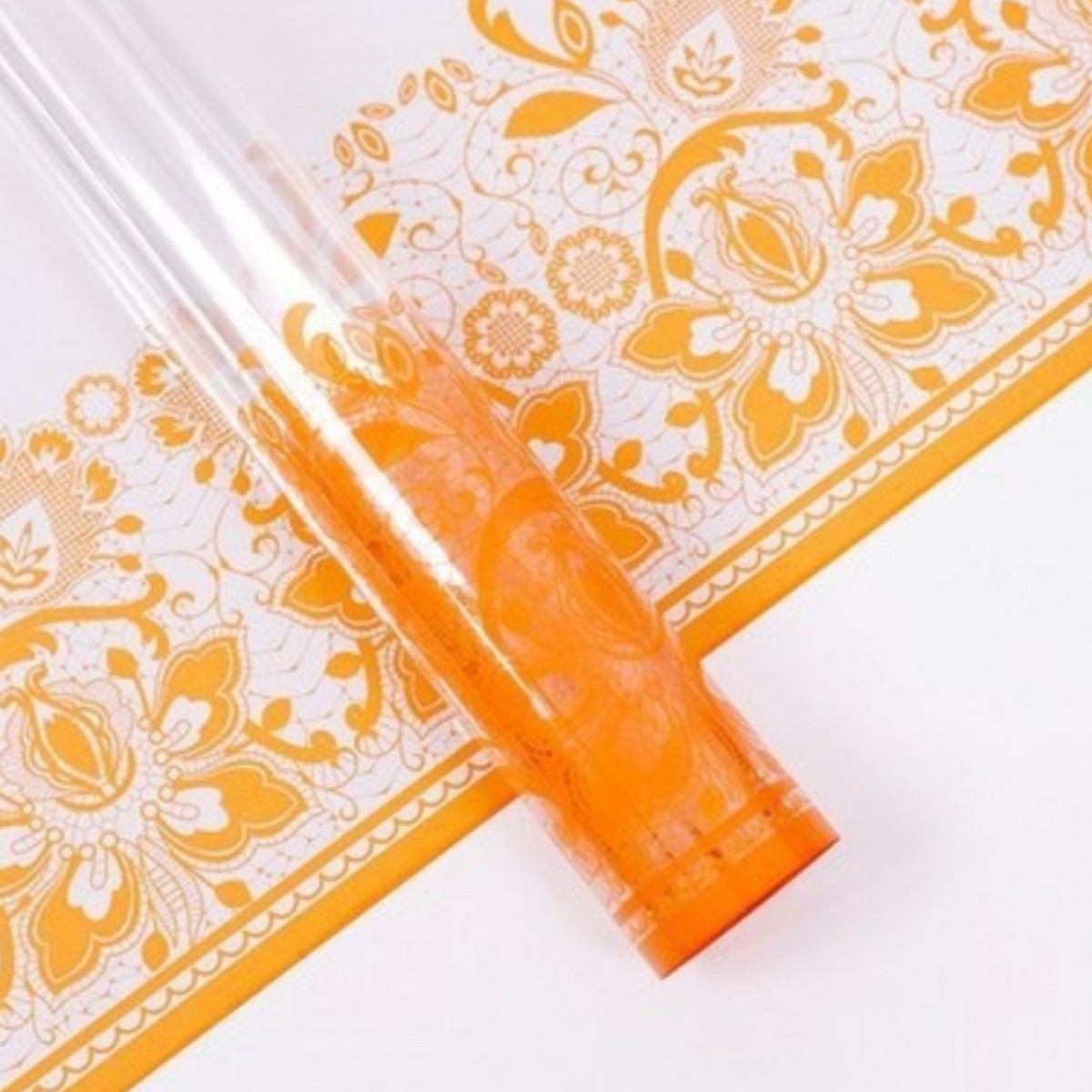 7657 Orange Translucent & Vintage Print Border  58x58cm (20 Sheets)