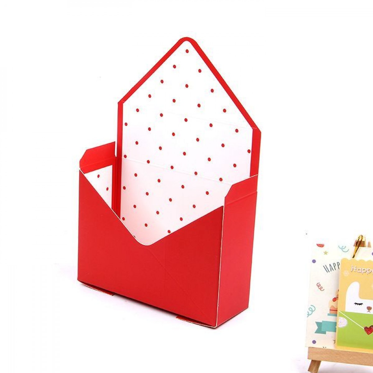 5072 Polka Dots Red & White Paper Envelope 10x1