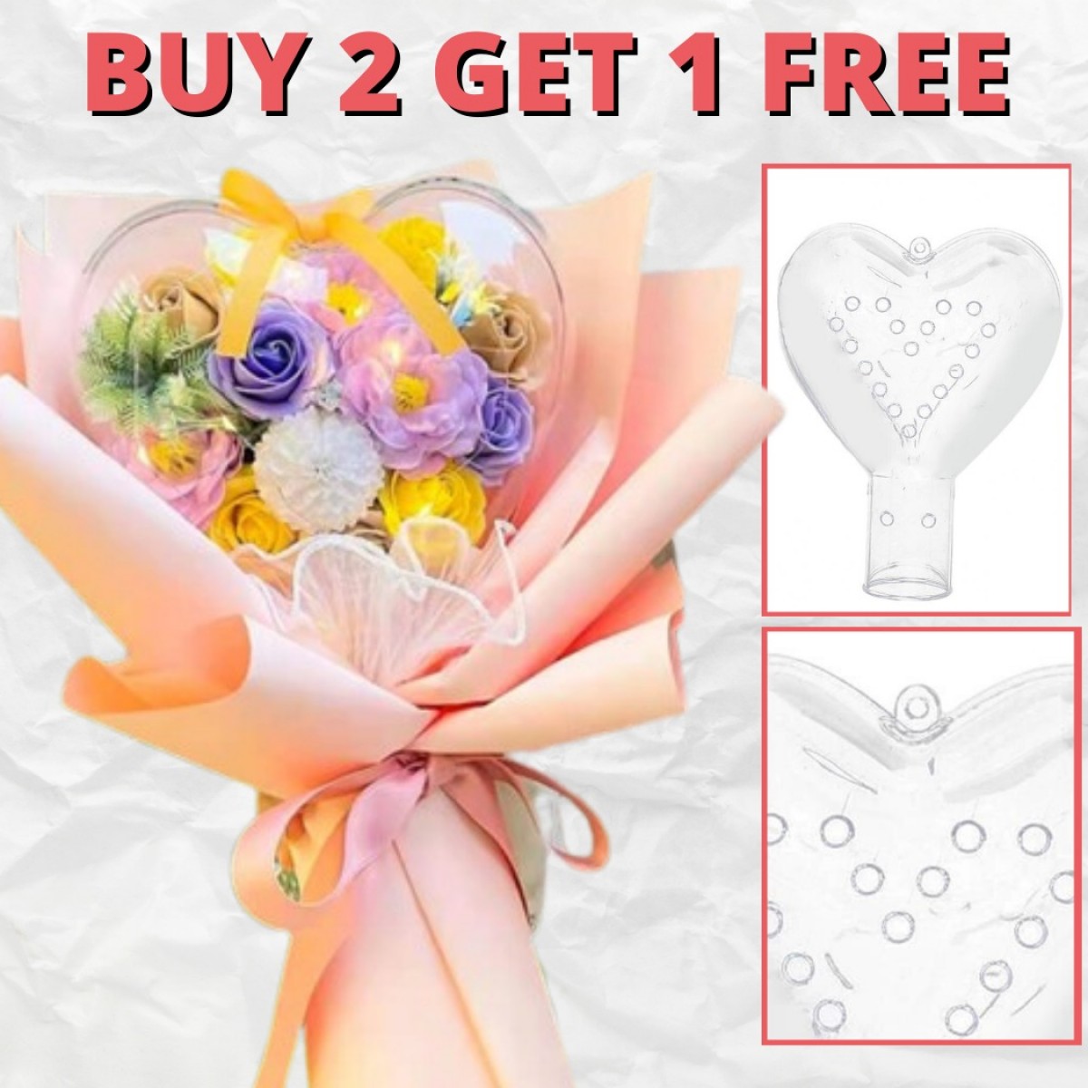5151 Acrylic Heart Ball Clear 20x25cm (3 Pcs)