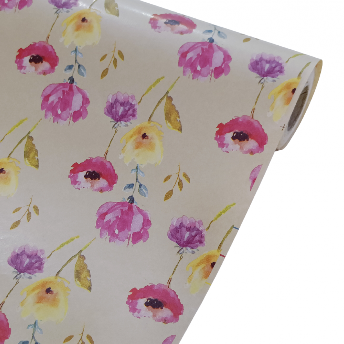 7218 Floral Print Pink 50cmx25m Kraft Paper - 1 Roll