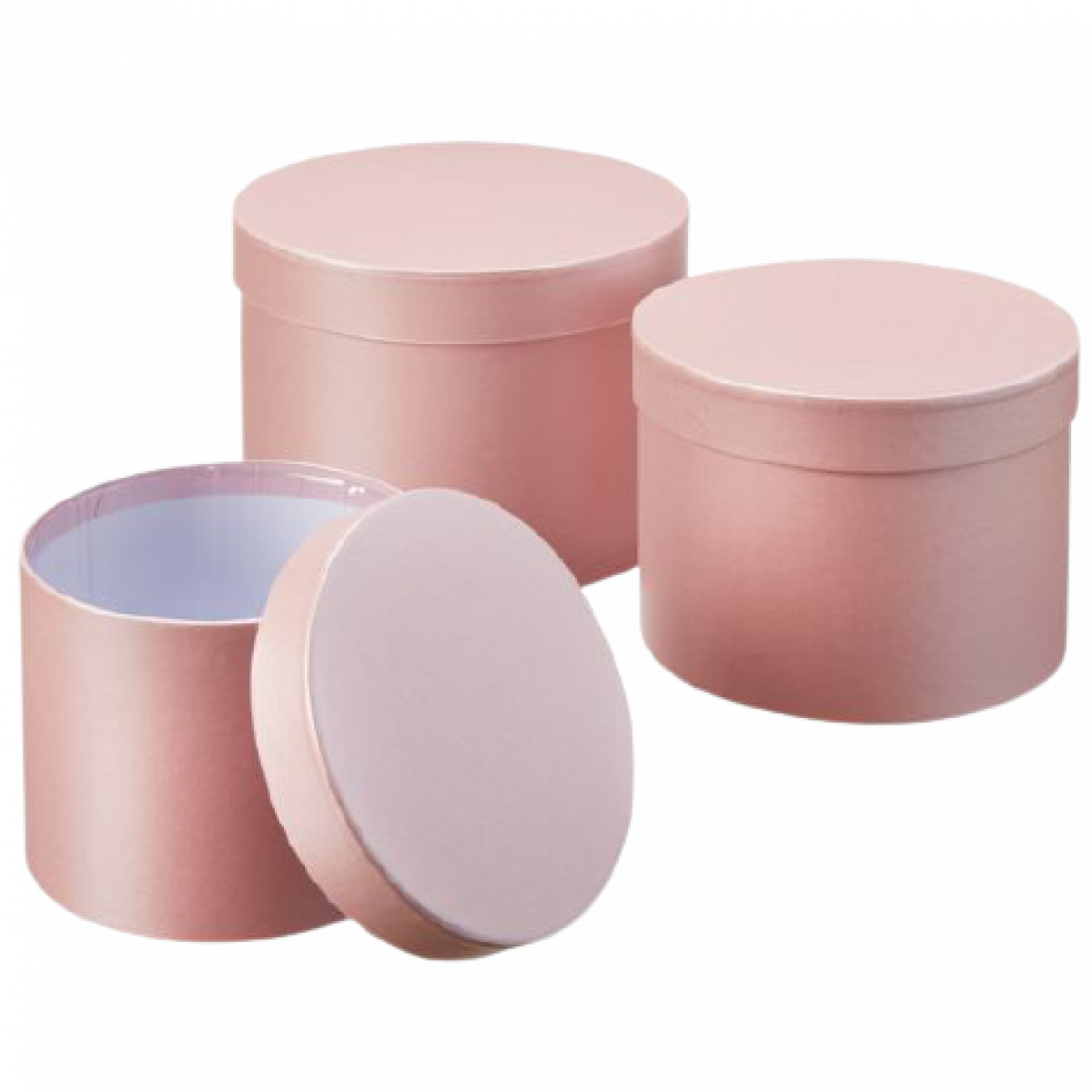 5055 Pale Pink (12 Sets) Macaroon Collection Round Lined Paper Gift Box 3x1