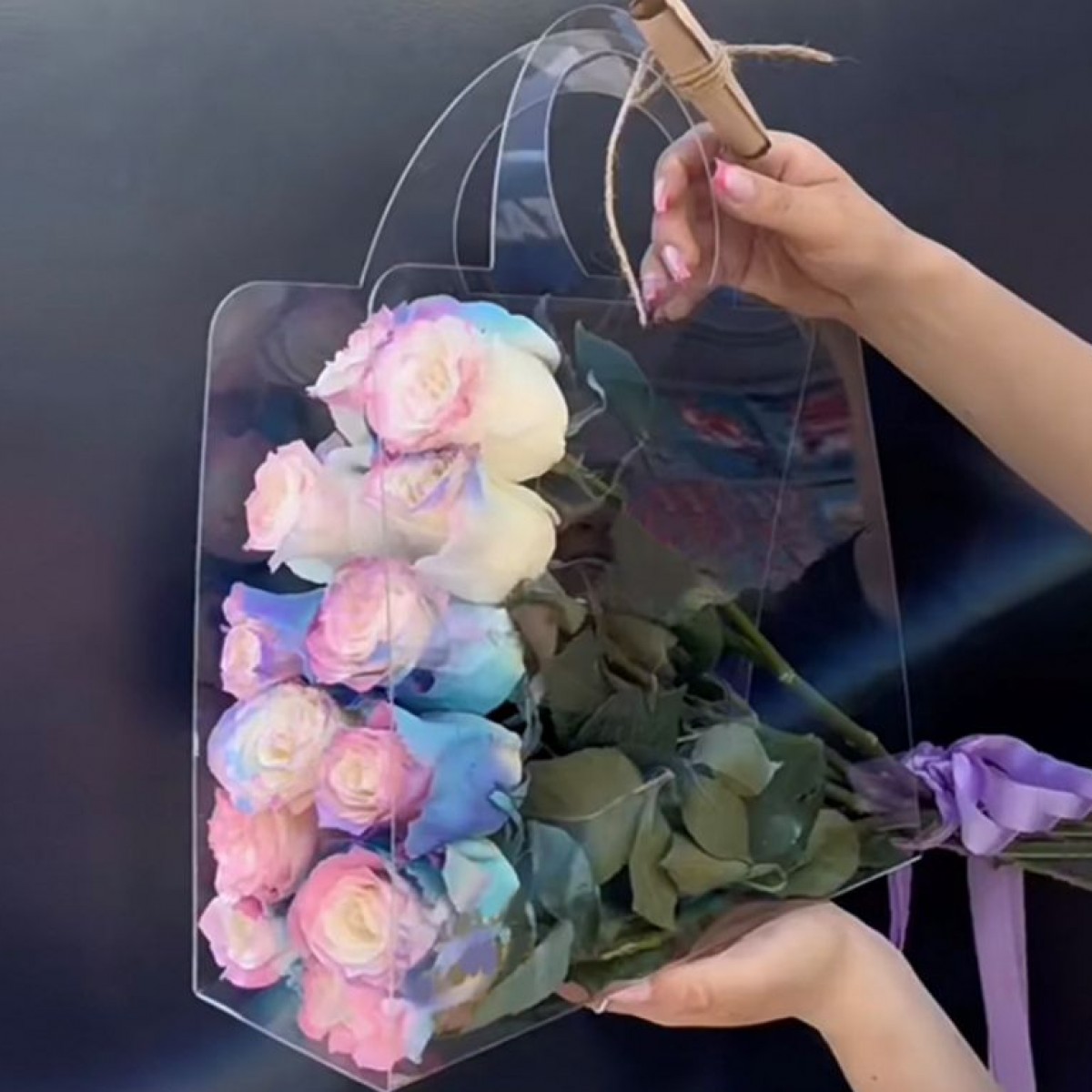 5094 Waterproof Tote Flower Carry Bag Transparent (10 Nos)
