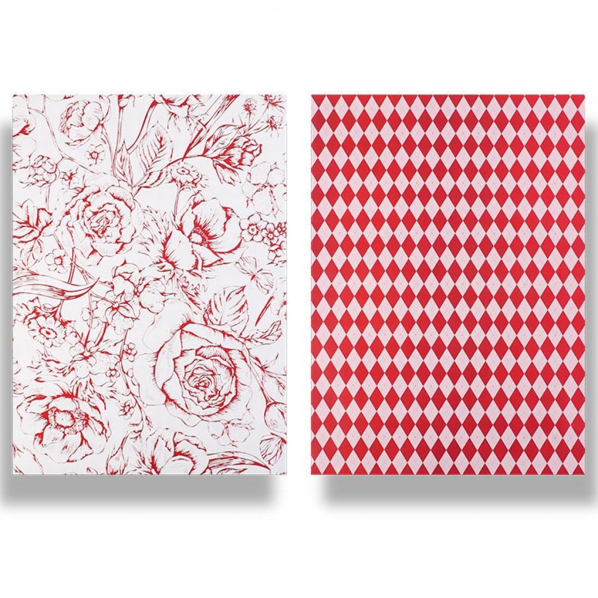 7835 Red Floral & Chex DS Print 58x58cm (20 Sheets)