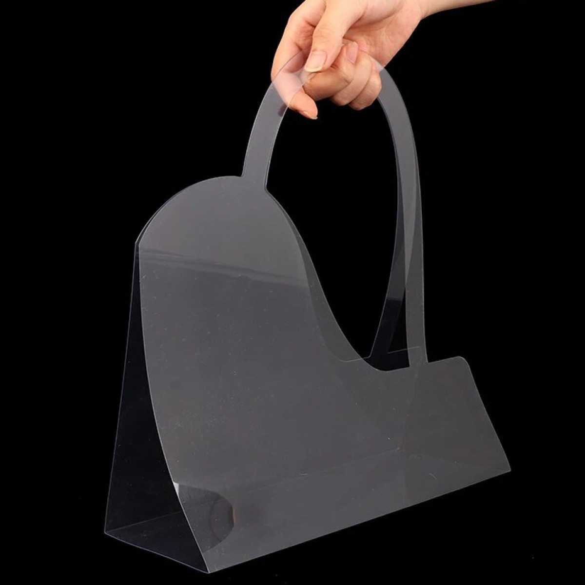 5095 Waterproof Curvy Flower Carry Bag Transparent (10 Nos)