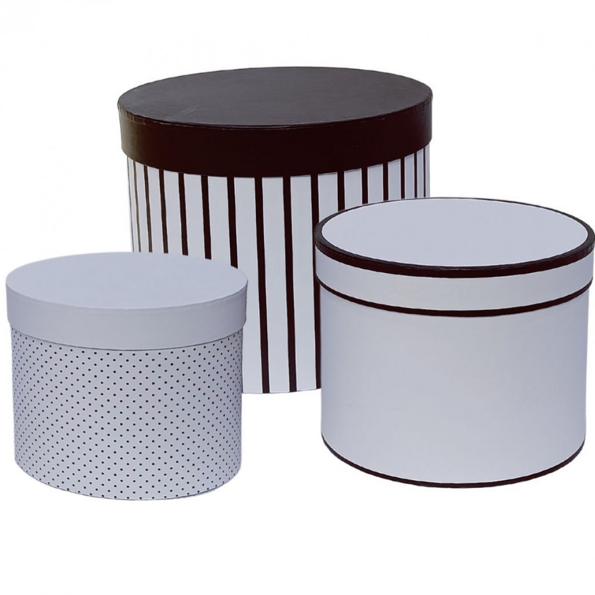 5100 Monocrome (12 Sets) Round Lined Paper Gift Box Lined 3x1