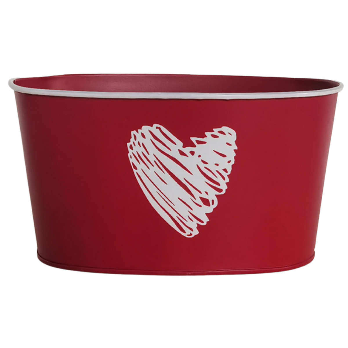 5217 Oval Heart Print White (18pcs) Tin/Metal Container