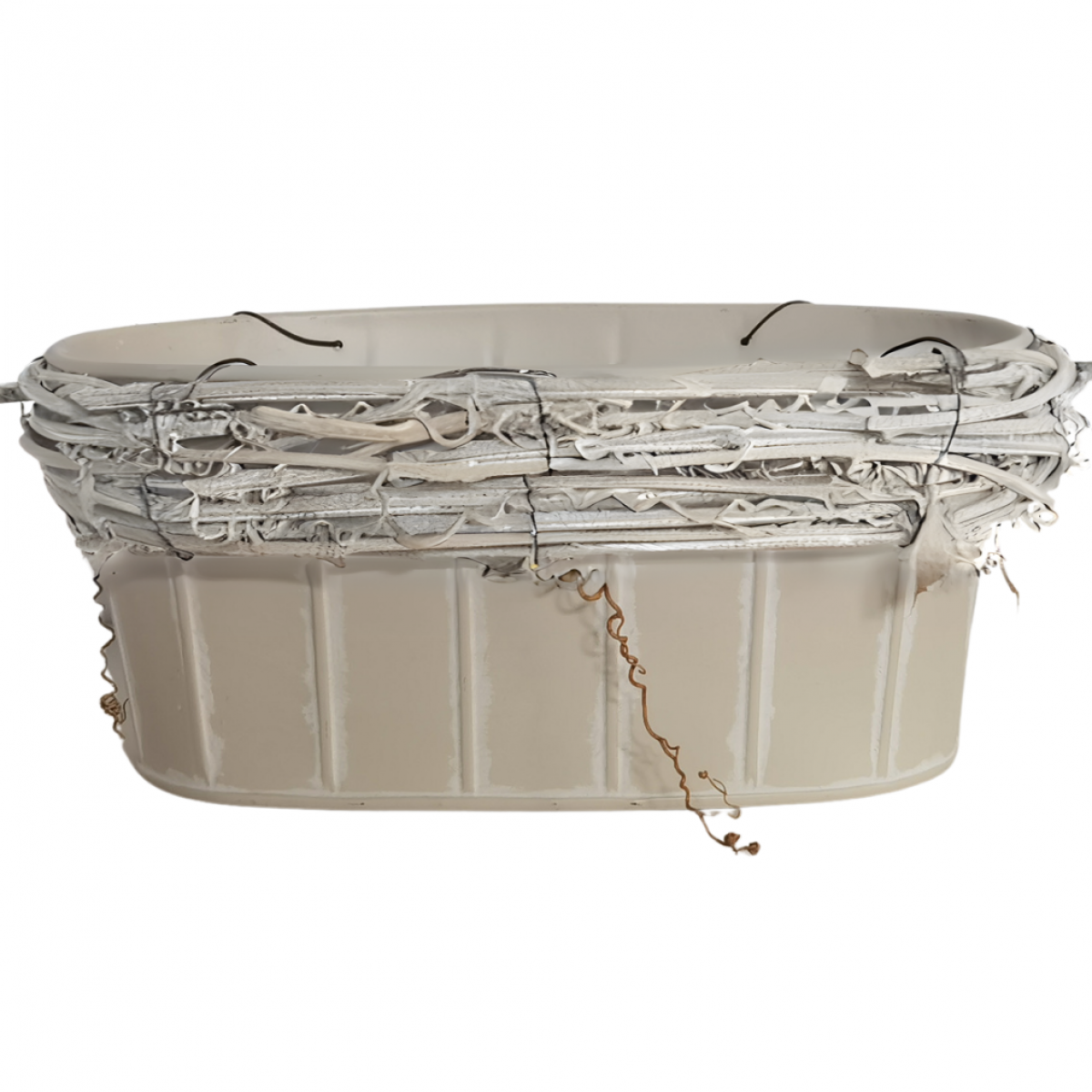 5229 Oval With Twig Cream (14pcs) Tin/Metal Container