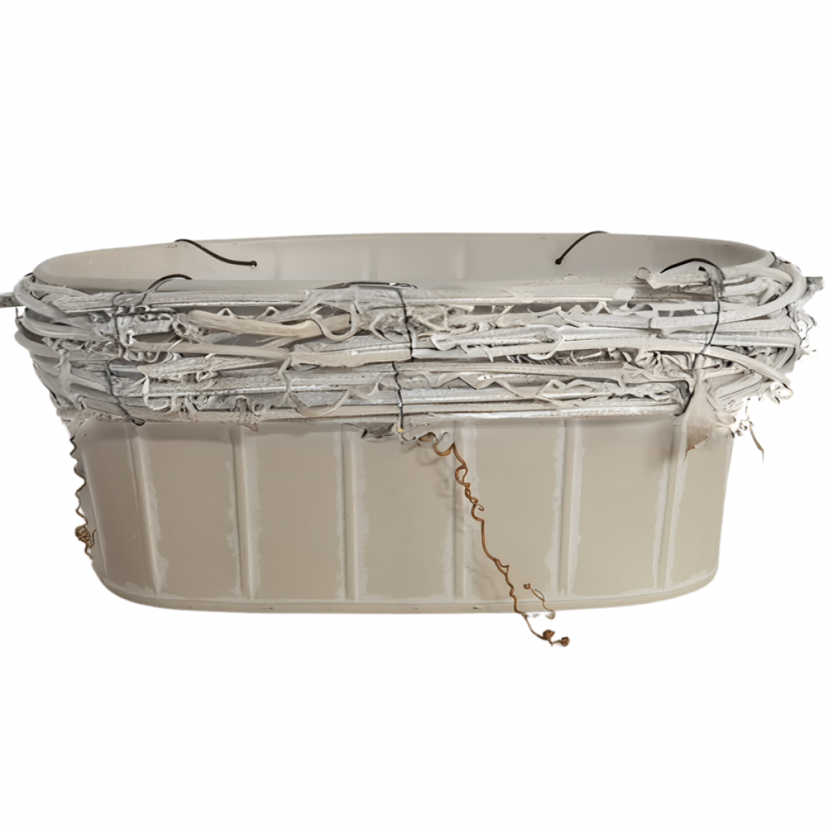 5229 Oval With Twig Cream (1pc) Tin/Metal Container