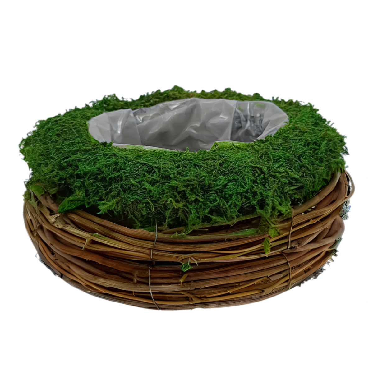 5521 Twig Green Basket Lined (1 no) 21x21x8cm Moss Basket