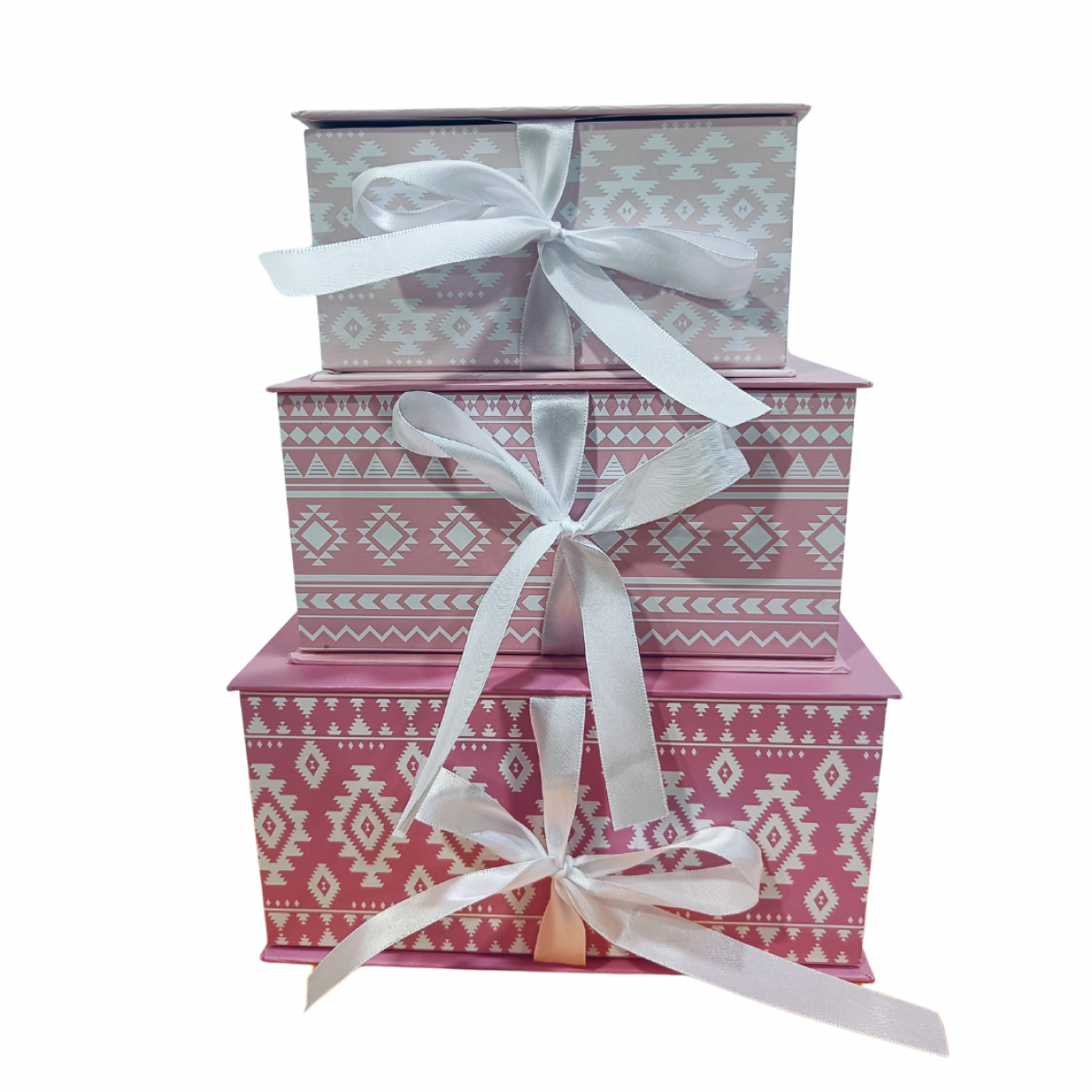 5606 Ikat Design Mix Square Paper Gift Box w/o Lined - Set of 3