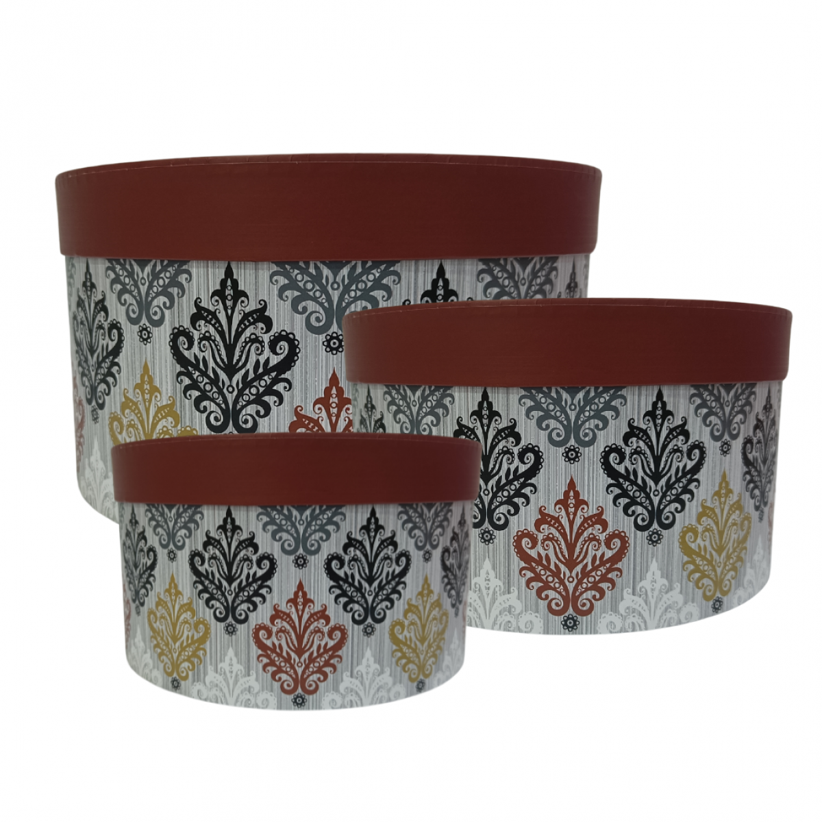 5607 Boho Floral Design Mix Round w/o Lined Paper Gift Box w/o Lined 3x1