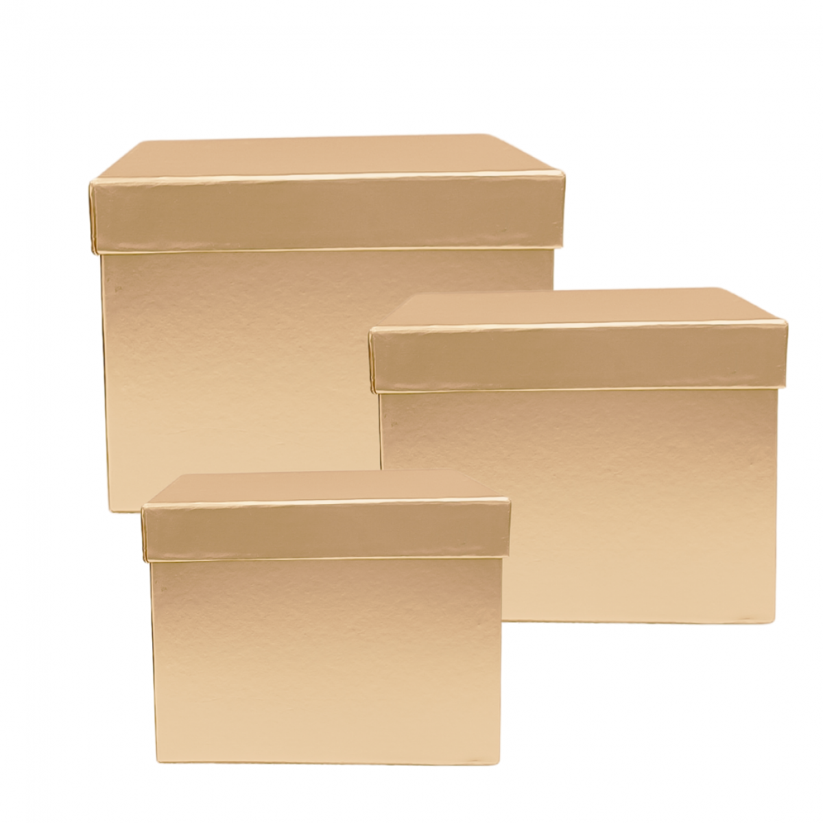 5601 Metallic Matt Gold Square Paper Gift Box Lined - Set of 3