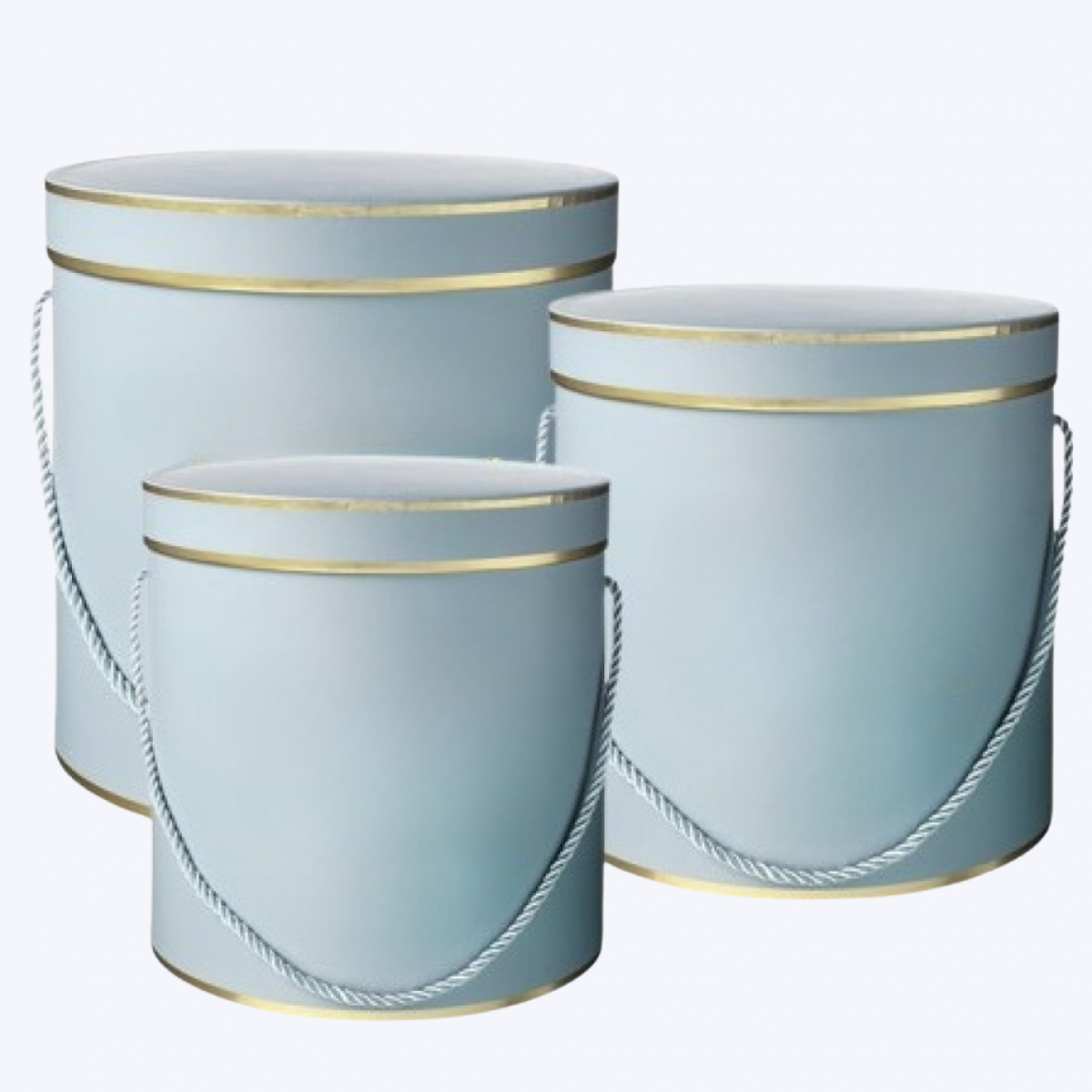 5031 Hamilton Cylinder Round Paper Box Lined Blue/Gold  - Set of 3