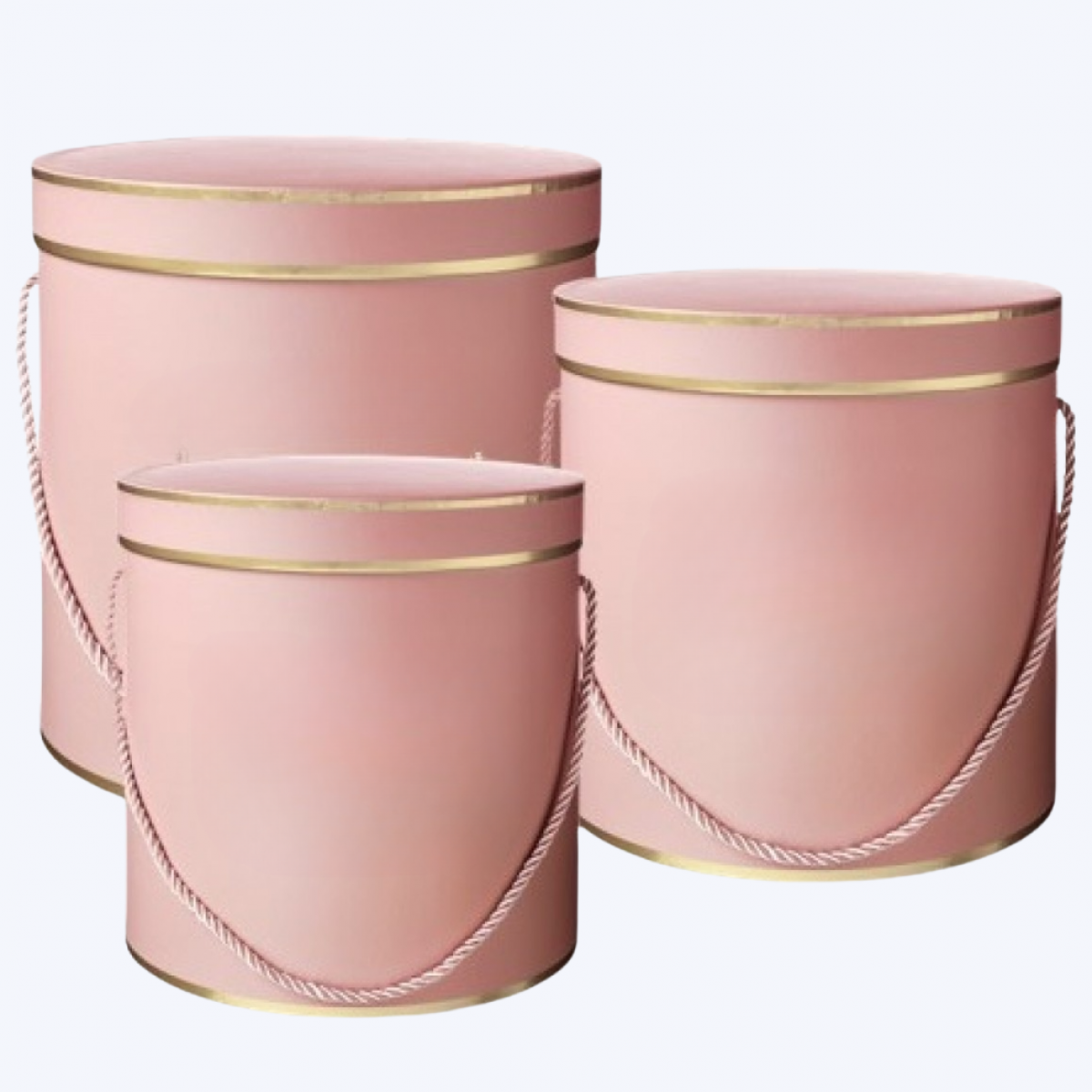 5030 Hamilton Cylinder Round Paper Box Lined Pink/Gold  - Set of 3