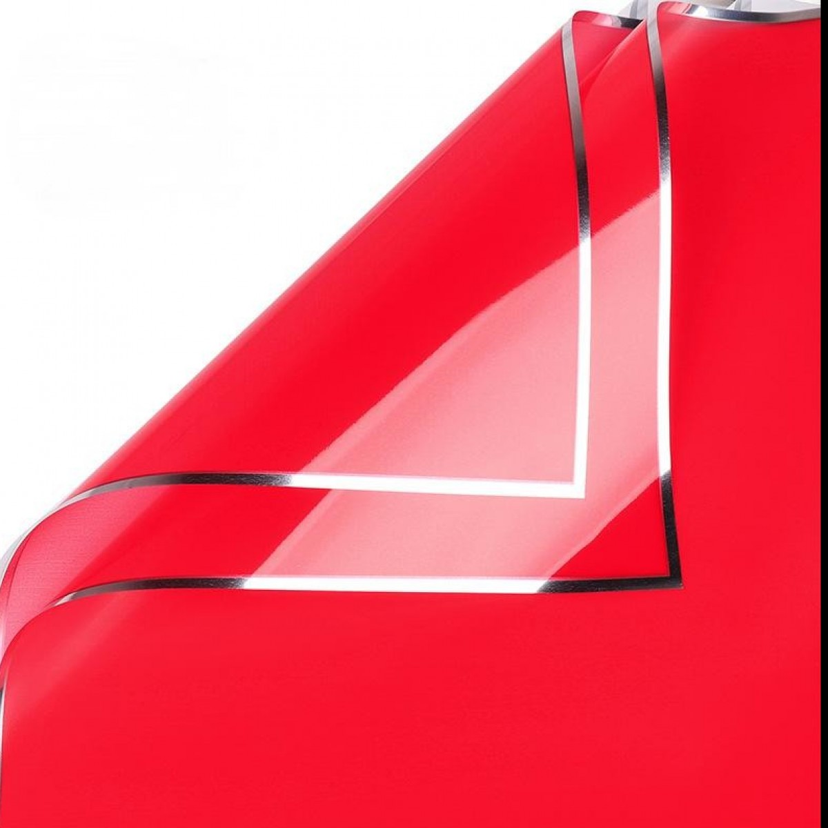 7844 Red & SilverTranslucent Plain & with Border Film 58cmx58cm Sheet (20 Sheets)