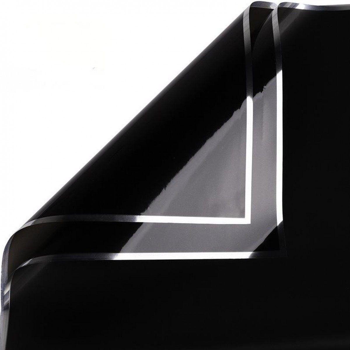 7849 Black & Silver Translucent Plain & with Border Film 58cmx58cm Sheet (20 Sheets)