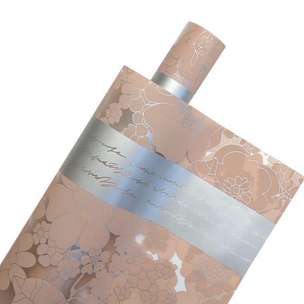 7860 Band Mauve Pink & Silver Matt Stylized Flower Print 58x58cm (20 Sheets)