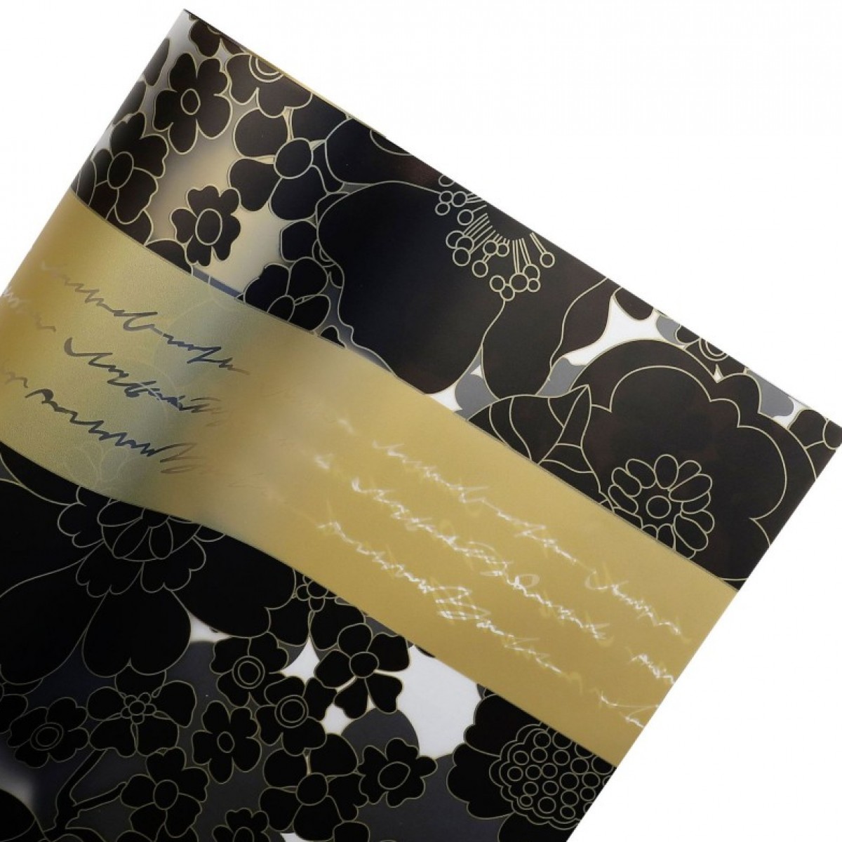 7862 Band Black & Gold Matt Stylized Flower Print 58x58cm (20 Sheets)