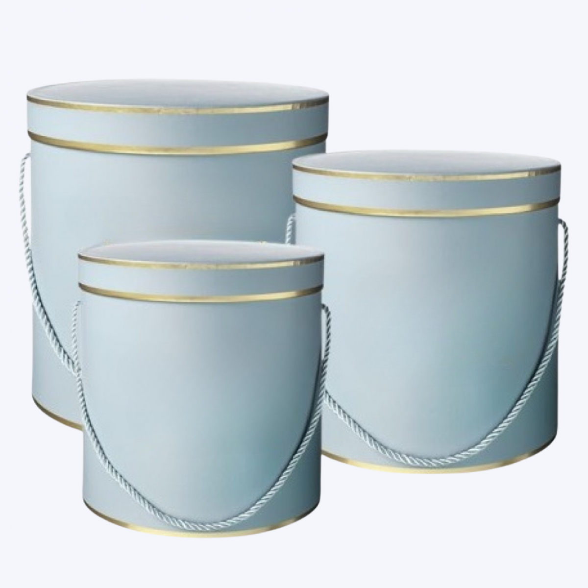 5031 Hamilton Cylinder Round Paper Box Lined Blue/Gold  - Set of 3