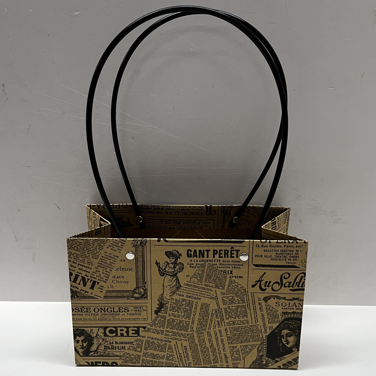 5754 Rectangular Flower Bag News Paper Printed Brown & Black 10x1