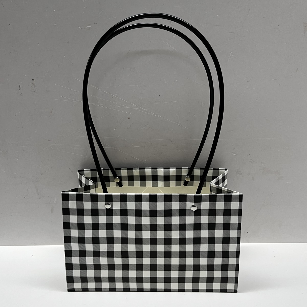 5756 Black Chex Printed Rectangular Paper Flower Bag 10x1
