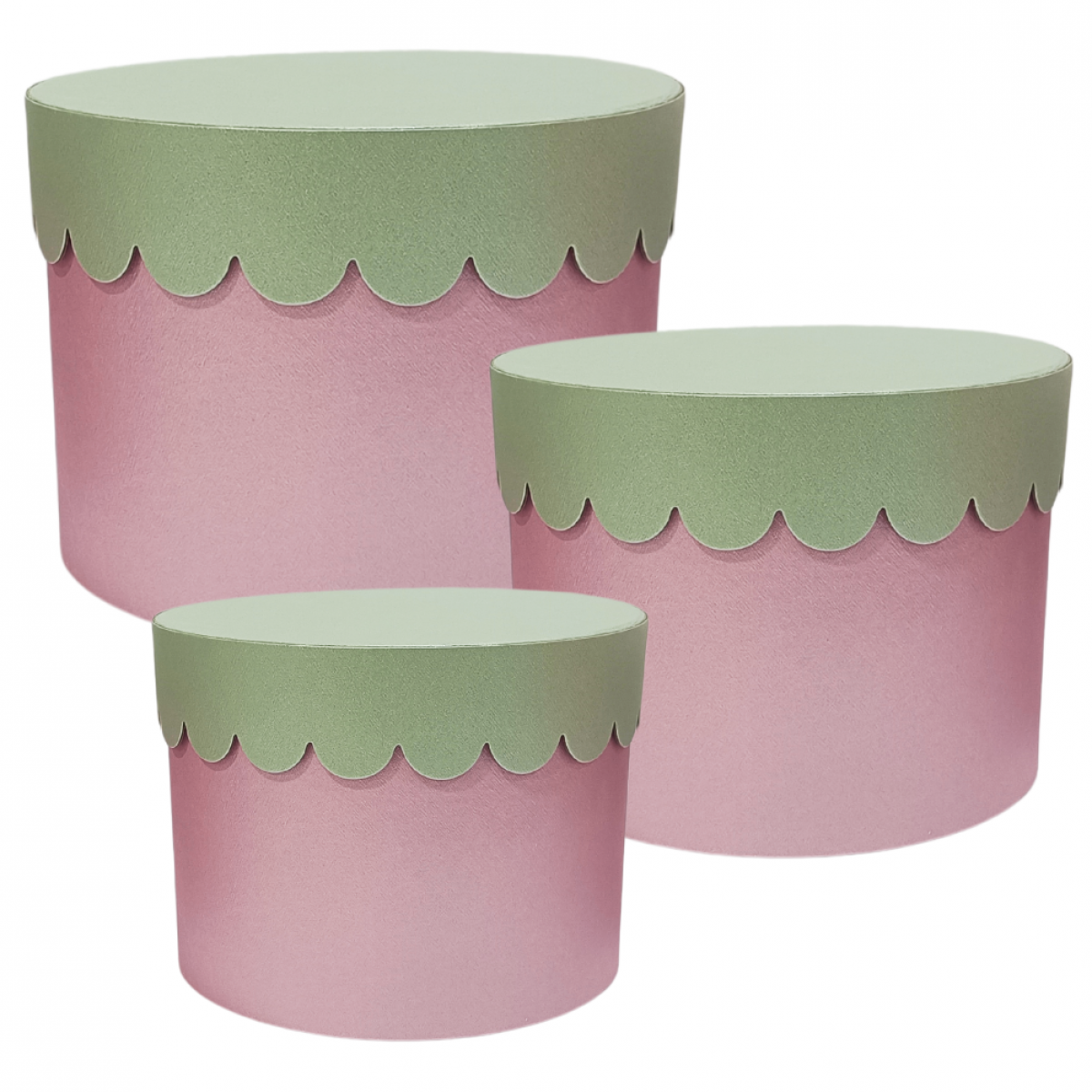 5603 Scalloped Lid Purple/Silver (12 Sets) Round Lined Paper Gift Box